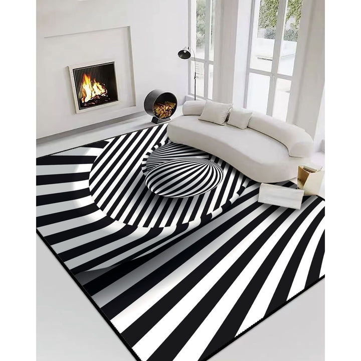 Illusion Carpet|Black White 3D Illusion Area Rug|Optic Illusion Rug|Machine-Washable Rug|Abstract Multi-Purpose Non-Slip Carpet
