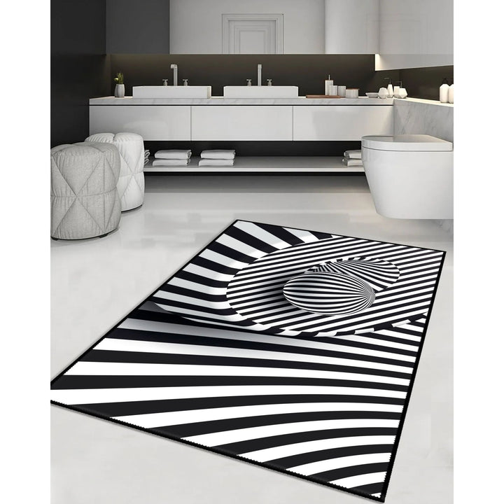 Illusion Carpet|Black White 3D Illusion Area Rug|Optic Illusion Rug|Machine-Washable Rug|Abstract Multi-Purpose Non-Slip Carpet