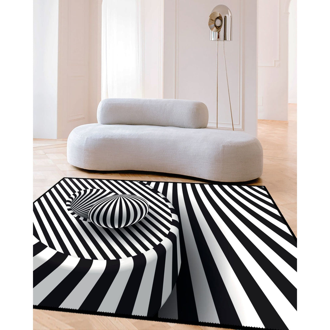 Illusion Carpet|Black White 3D Illusion Area Rug|Optic Illusion Rug|Machine-Washable Rug|Abstract Multi-Purpose Non-Slip Carpet