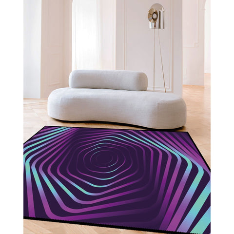 Illusion Carpet|Optic Illusion Rug|Purple 3D Illusion Area Rug|Machine-Washable Rug|Abstract Multi-Purpose Non-Slip Carpet