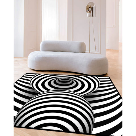 Illusion Carpet|Black White 3D Illusion Area Rug|Optic Illusion Rug|Machine-Washable Rug|Abstract Multi-Purpose Non-Slip Carpet