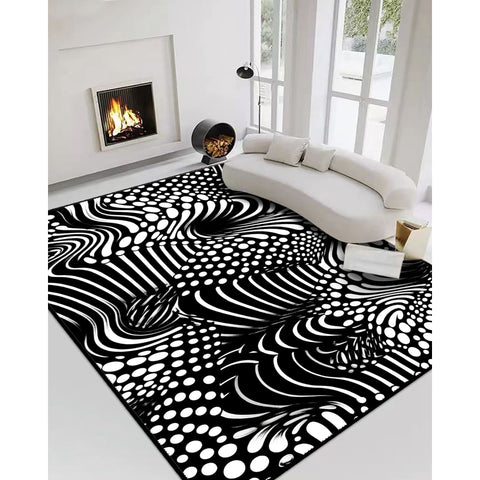 Optical Illusion Rug|Black White 3D Illusion Area Rug|Illusion Carpet|Machine-Washable Rug|Abstract Multi-Purpose Non-Slip Carpet