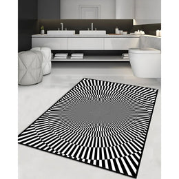 Optical Illusion Carpet|Optic Illusion Rug|Black White 3D Illusion Area Rug|Machine-Washable Rug|Abstract Multi-Purpose Non-Slip Carpet
