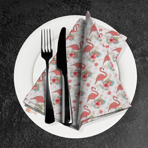 Flamingo Fabric Napkin|Summer Handkerchief|Flamingo Cloth Serviette|Tropical Reusable Tableware|Housewarming Napkin|Striped Serviette