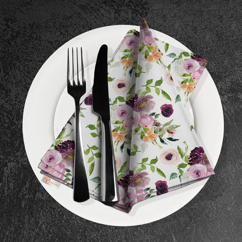 Floral Fabric Napkin|Purple Flower Handkerchief|Summer Cloth Serviette|Farmhouse Reusable Tableware|Housewarming Napkin|Floral Serviette