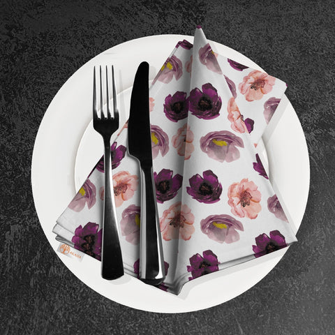 Floral Fabric Napkin|Purple Flower Handkerchief|Summer Cloth Serviette|Farmhouse Reusable Tableware|Housewarming Napkin|Floral Serviette