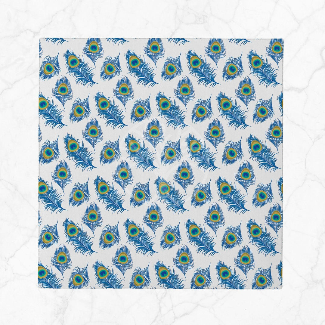 Peacock Feather Fabric Napkin|Cloth Serviette|Peacock Handkerchief|Farmhouse Table|Reusable Tableware|Housewarming Napkin|Boho Napkin