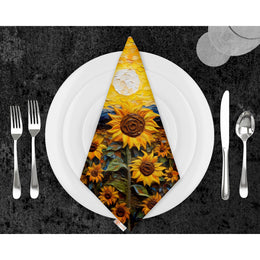 Sunflower Napkin|Fabric Fall Handkerchief|Sunflower Cloth Serviette|Farmhouse Autumn Tableware|Housewarming Napkin|Floral Napkin