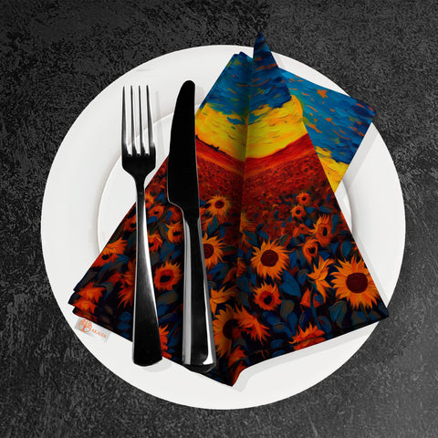 Sunflower Napkin|Fabric Fall Handkerchief|Sunflower Cloth Serviette|Farmhouse Autumn Tableware|Housewarming Napkin|Floral Napkin