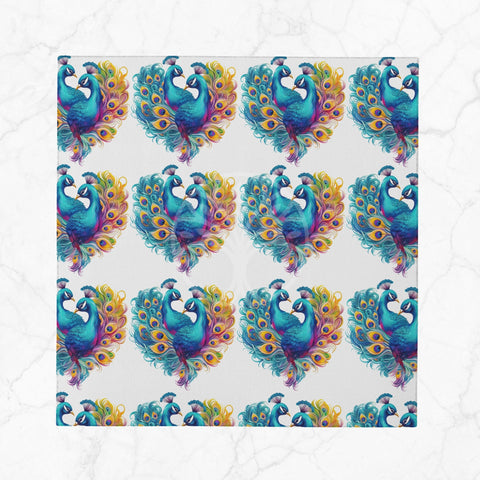 Peacock Fabric Napkin|Boho Handkerchief|Feather Cloth Serviette|Farmhouse Tableware|Housewarming Napkin|Decorative Napkin