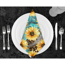 Sunflower Fabric Napkin|Fall Handkerchief|Sunflower Cloth Serviette|Farmhouse Autumn Tableware|Housewarming Napkin|Floral Napkin