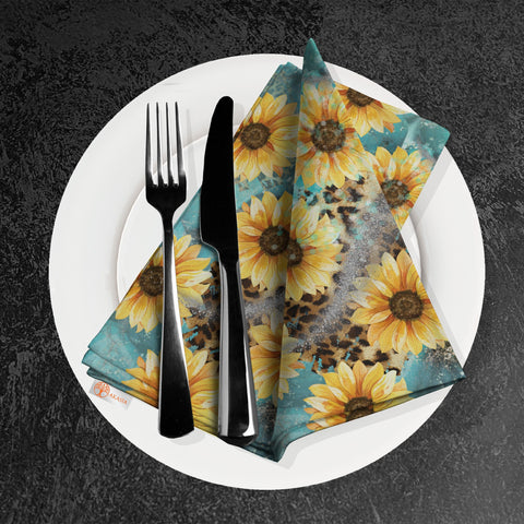 Sunflower Fabric Napkin|Fall Handkerchief|Sunflower Cloth Serviette|Farmhouse Autumn Tableware|Housewarming Napkin|Floral Napkin
