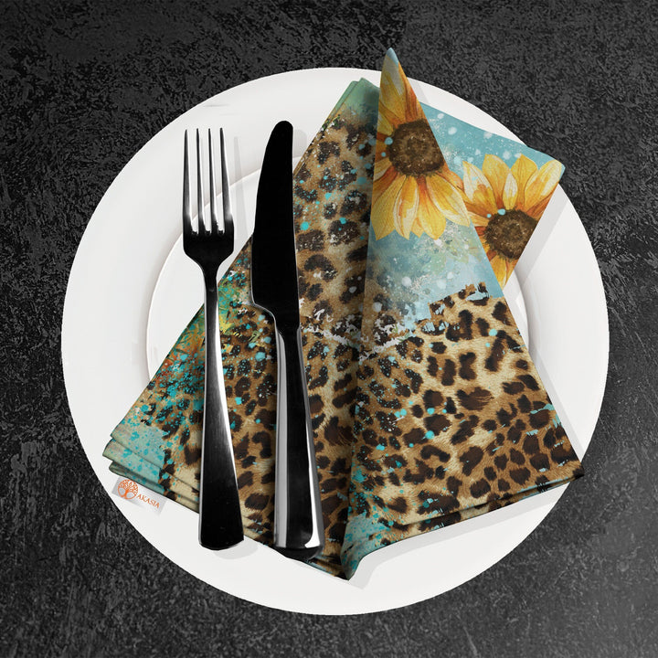 Sunflower Fabric Napkin|Fall Handkerchief|Sunflower Cloth Serviette|Farmhouse Autumn Tableware|Housewarming Napkin|Floral Napkin