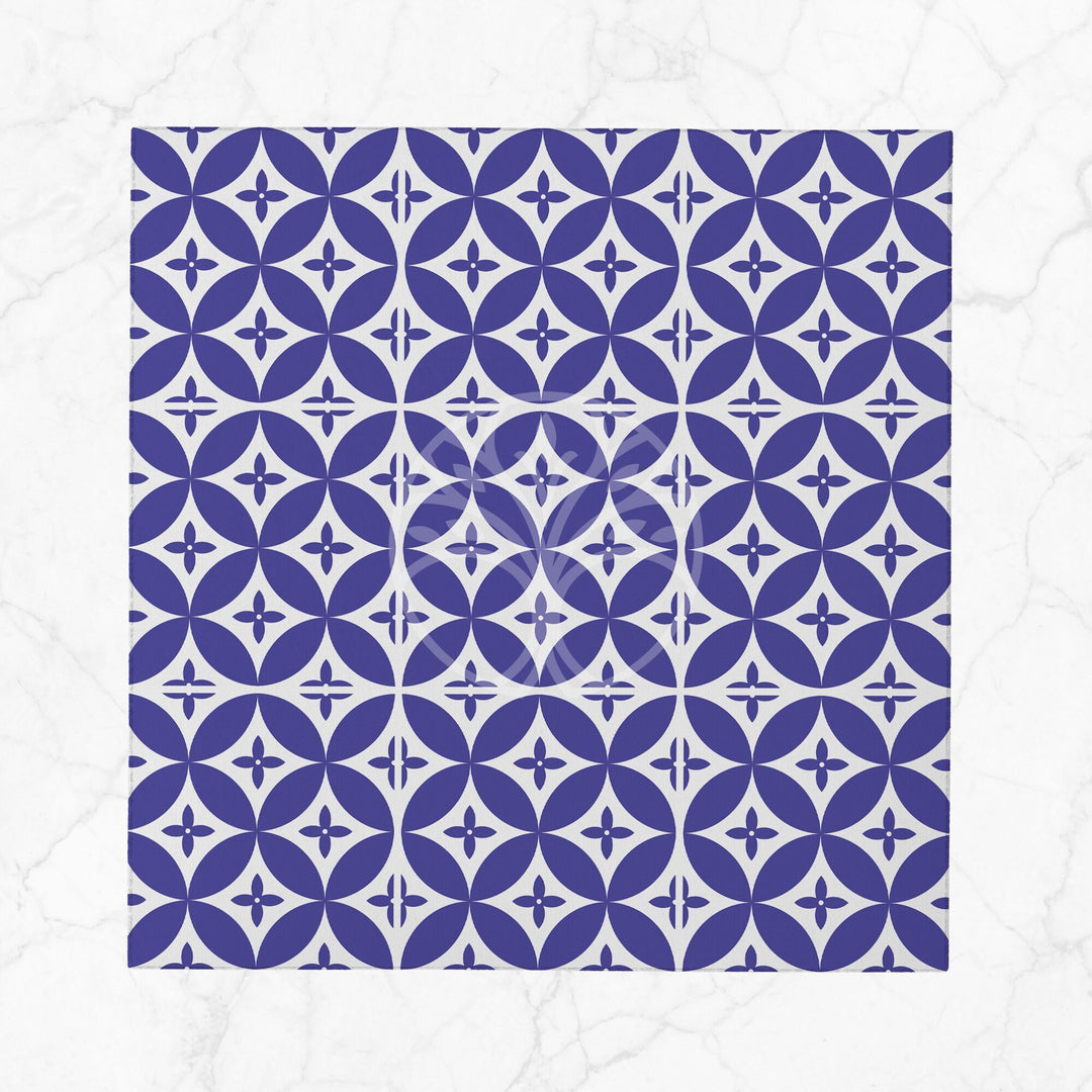 Tile Pattern Napkin|Abstract Geometric Napkin|Boho Cloth Serviette|Ethnic Handkerchief|Farmhouse Table|Reusable Tableware|Blue White Napkin