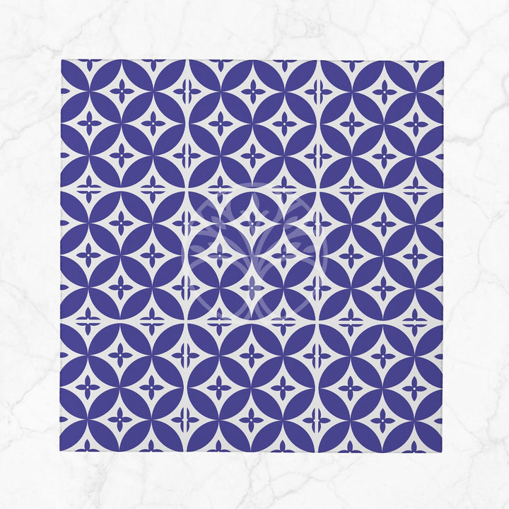 Tile Pattern Napkin|Abstract Geometric Napkin|Boho Cloth Serviette|Ethnic Handkerchief|Farmhouse Table|Reusable Tableware|Blue White Napkin