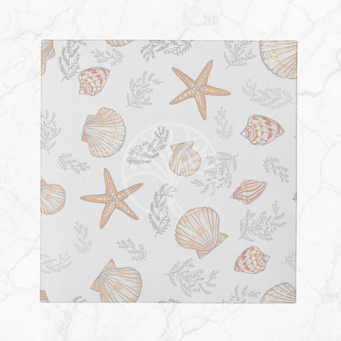 Nautical Fabric Napkin|Starfish and Seashell Serviette|Oyster Handkerchief|Beach House Table Decor|Reusable Tableware|Coastal Napkin