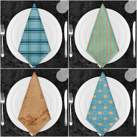 Abstract Geometric Napkin|Plaid Fabric Handkerchief|Bird Table Decor|Striped Serviette|Farmhouse Table|Reusable Tableware|Boho Napkin
