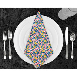 Floral Fabric Napkin|Flower Handkerchief|Striped Serviette|Farmhouse Table|Reusable Tableware|Housewarming Napkin|Boho Abstract Napkin