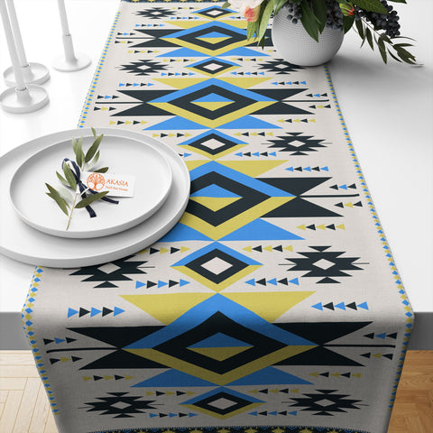 17x70 Rug Design Table Runner|Southwestern Decor|Terracotta Table Top|Aztec Decor|Farmhouse Kitchen Tablecloth|Decorative Authentic Runner