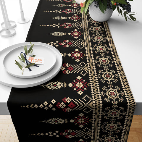 17x50 Ethnic Table Runner|Authentic Table Top|Geometric Tablecloth|Ethnic Motif Decor|Farmhouse Kitchen Tablecloth|Decorative Runner