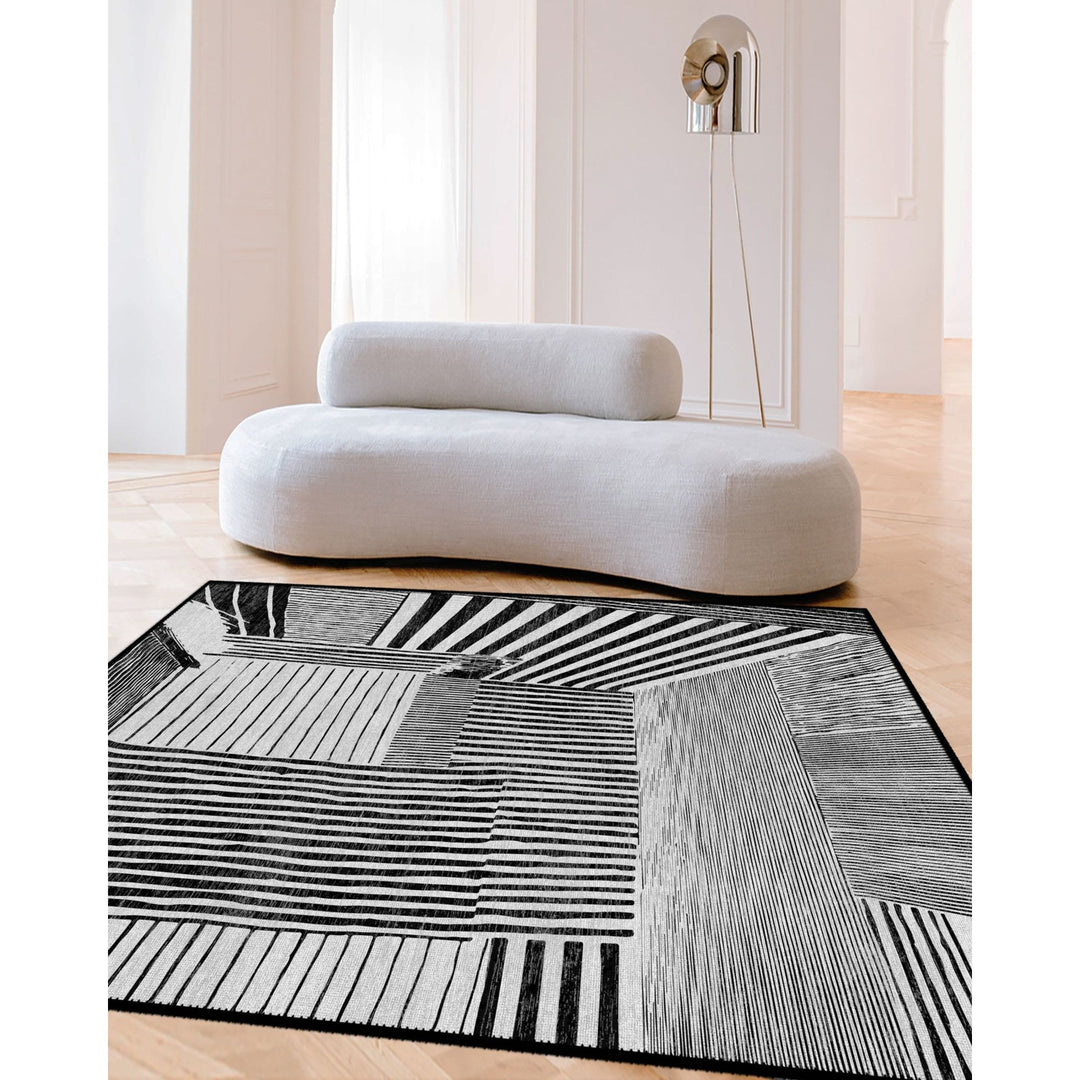Optic Illusion Rug|Black White 3D Illusion Area Rug|Illusion Carpet|Machine-Washable Rug|Abstract Multi-Purpose Non-Slip Carpet