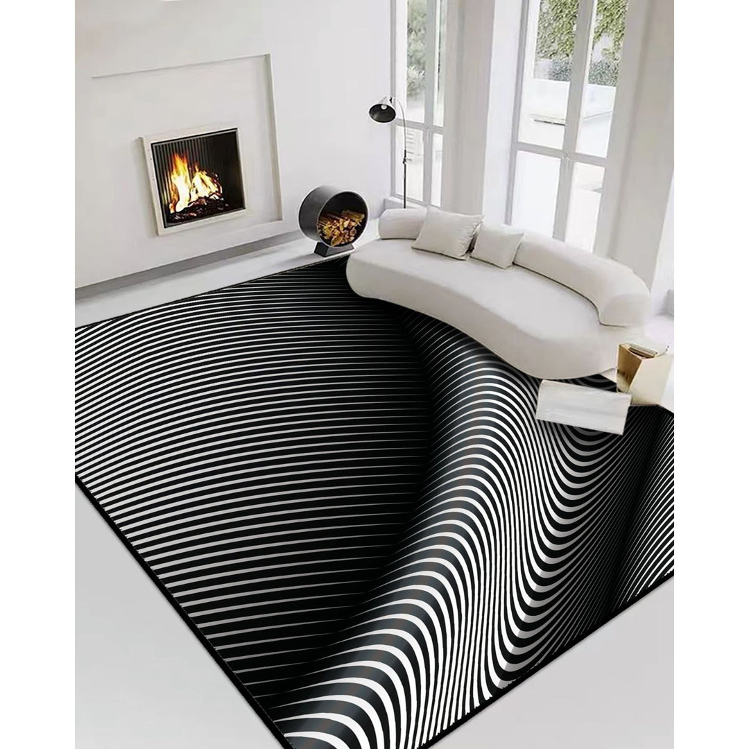 Illusion Rug|Black White 3D Illusion Area Rug|Illusion Carpet|Machine-Washable Rug|Abstract Multi-Purpose Non-Slip Carpet