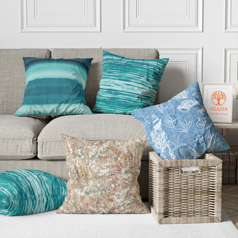 Abstract Pillow Cover|Turquoise Cushion Cover|Outdoor Cushion Case|Decorative Pillowtop|Boho Bedding Decor|Cozy Pillowcase|Sofa Throw Pillow