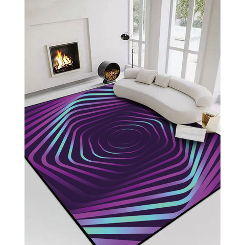 Illusion Carpet|Optic Illusion Rug|Purple 3D Illusion Area Rug|Machine-Washable Rug|Abstract Multi-Purpose Non-Slip Carpet