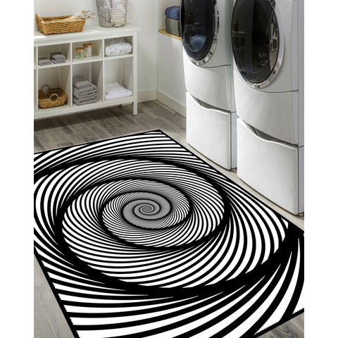 Optic Illusion Rug|Black White 3D Vortex Area Rug|Illusion Carpet|Machine-Washable Rug|Abstract Multi-Purpose Non-Slip Carpet