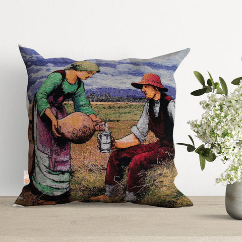 Tapestry Pillow Cover with Farm People