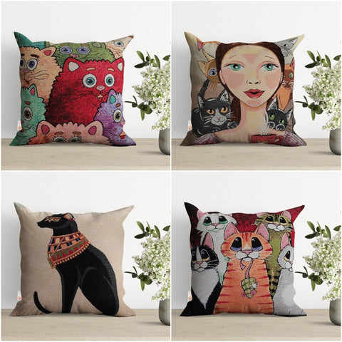 Cute Cats Gobelin Tapestry Pillow Cover