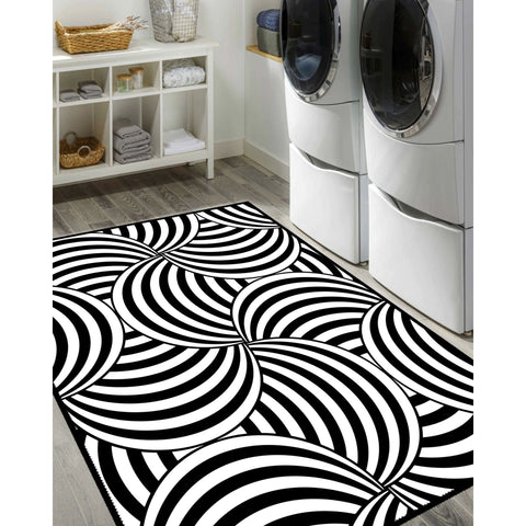 Optical Illusion Rug|Abstract Multi-Purpose Non-Slip Carpet|Black White 3D Illusion Area Rug|Illusion Carpet|Machine-Washable Rug