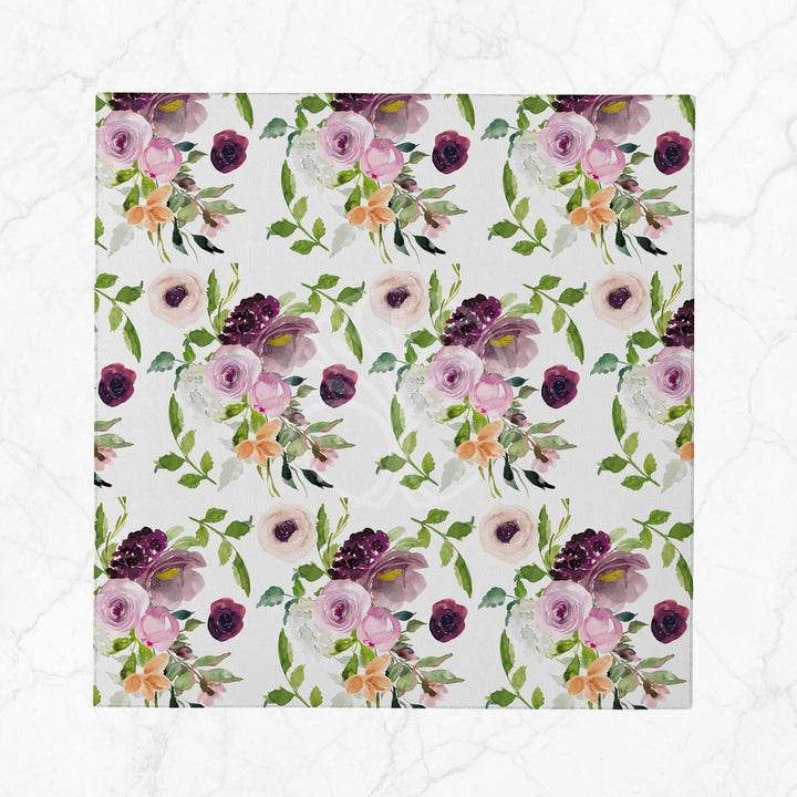 Floral Fabric Napkin|Purple Flower Handkerchief|Summer Cloth Serviette|Farmhouse Reusable Tableware|Housewarming Napkin|Floral Serviette