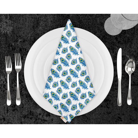 Peacock Feather Fabric Napkin|Cloth Serviette|Peacock Handkerchief|Farmhouse Table|Reusable Tableware|Housewarming Napkin|Boho Napkin
