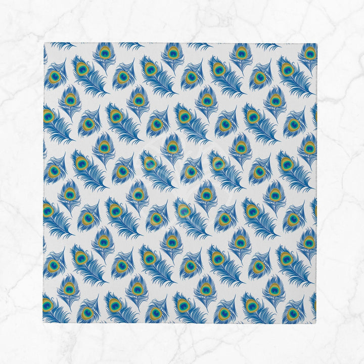 Peacock Feather Fabric Napkin|Cloth Serviette|Peacock Handkerchief|Farmhouse Table|Reusable Tableware|Housewarming Napkin|Boho Napkin