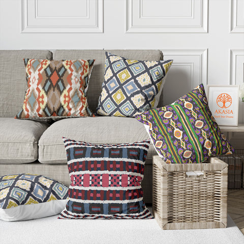 Ethnic Geometric Pillow Case|Abstract Cushion Case|Decorative Pillowtop|Boho Bedding Decor|Outdoor Cushion Case