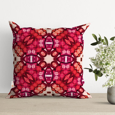 Abstract Geometric Pillow Cover|Reddish Cushion Case|Decorative Pillowtop|Boho Bedding Decor|Cozy Throw Pillowcase|Outdoor Cushion Case