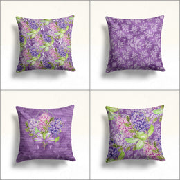 Purple Floral Pillow Case|Summer Home Decor|Floral Cushion Cover|Sofa Cushion Case|Decorative Throw Pillowtop|Boho Bedding Decor