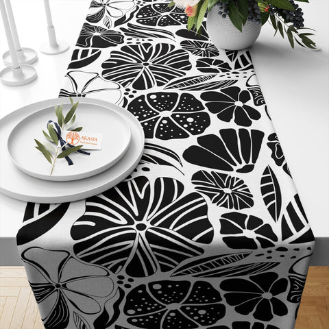 Modern Table Runner|Flower Tablecloth|Leaf and Flower Print Table Decor|Farmhouse Style Tabletop|Housewarming Floral Home Decor