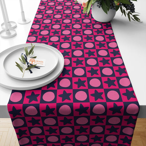 Abstract Table Runner|Abstract Geometric Tablecloth|Boho Print Modern Home Decor|60&