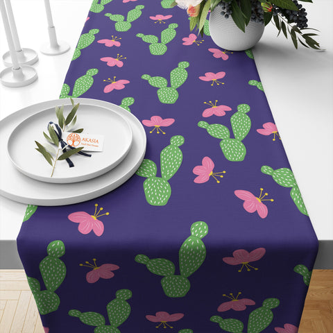 Floral Table Runner|Abstract Flower Tablecloth|Decorative Tabletop|Summer Home Decor|Farmhouse Kitchen Decor|Housewarming Lemon Table Cloth