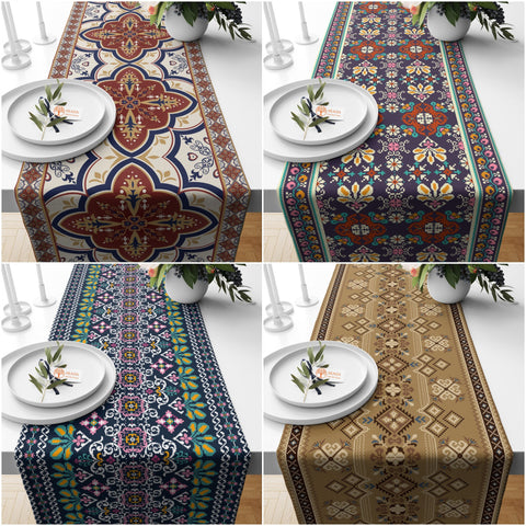 17x70 Ethnic Table Runner|Ethnic Motif Decor|Authentic Table Top|Geometric Tablecloth|Farmhouse Kitchen Tablecloth|Decorative Runner