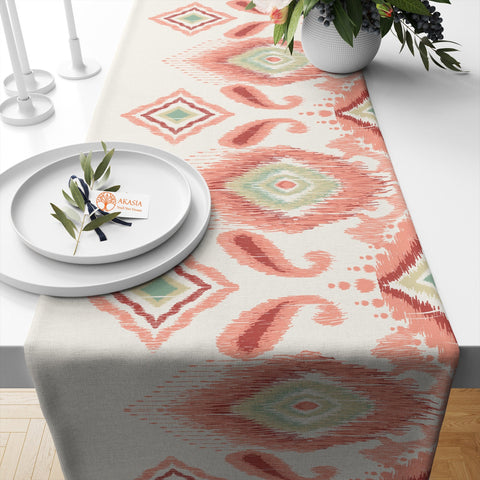 54x96 IKAT Table Runner|Authentic Table Top|Abstract Tablecloth|Ethnic Motif Decor|Farmhouse Kitchen Tablecloth|Decorative Runner