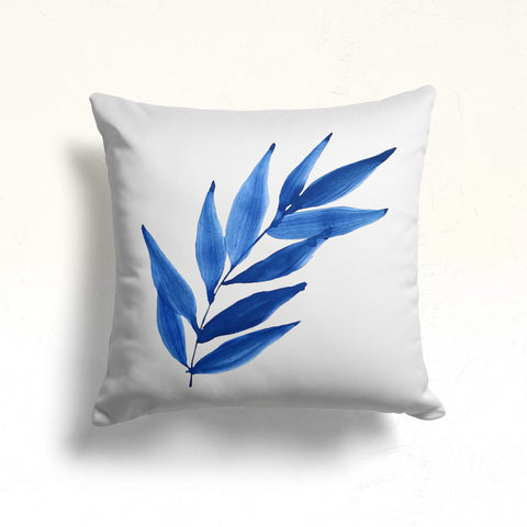 Blue Leaves Pillow Case|Summer Home Decor|Floral Cushion Cover|Boho Cushion Case|Decorative Throw Pillowtop|Floral Sofa Decor