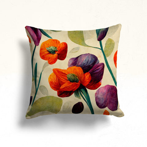 Colorful Floral Pillow Cover|Decorative Pillow Sham|Summer Trend Cushion Case|Boho Bedding Decor|Housewarming Cushion Cover|Throw Pillowtop