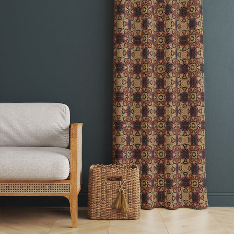 Ethnic Print Curtain|Decorative Authentic Living Room Curtain|Thermal Insulated Window Treatment|Geometric Housewarming Rustic Home Decor