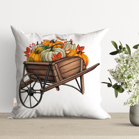 Fall Pillow Case|Autumn Pillow Cover|Pumpkin Cushion Case|Dry Leaves Pillowtop|Boho Bedding Decor|Outdoor Cushion Cover