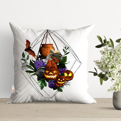 Halloween Pillow Cover|Carved Pumpkin Decor|Skull Pillow Case|Scary Pillowcase|Floral Fall Cushion Case|Outdoor Cushion Cover