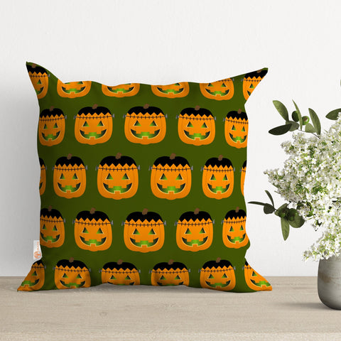 Halloween Pillow Cover|Carved Pumpkin Pillowtop|Plaid Pillow Case|Scary Pillowcase|Geometric Fall Cushion Case|Outdoor Cushion Cover