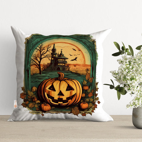 Halloween Pillow Cover|Carved Pumpkin Home Decor|Pretty Girl Pillow Case|Black Cat Pillowcase|Fall Cushion Case|Throw Pillowtop